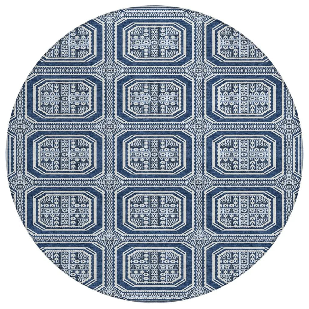 LOOMLAN Rugs Maruna Blue Washable Indoor-Outdoor Rug