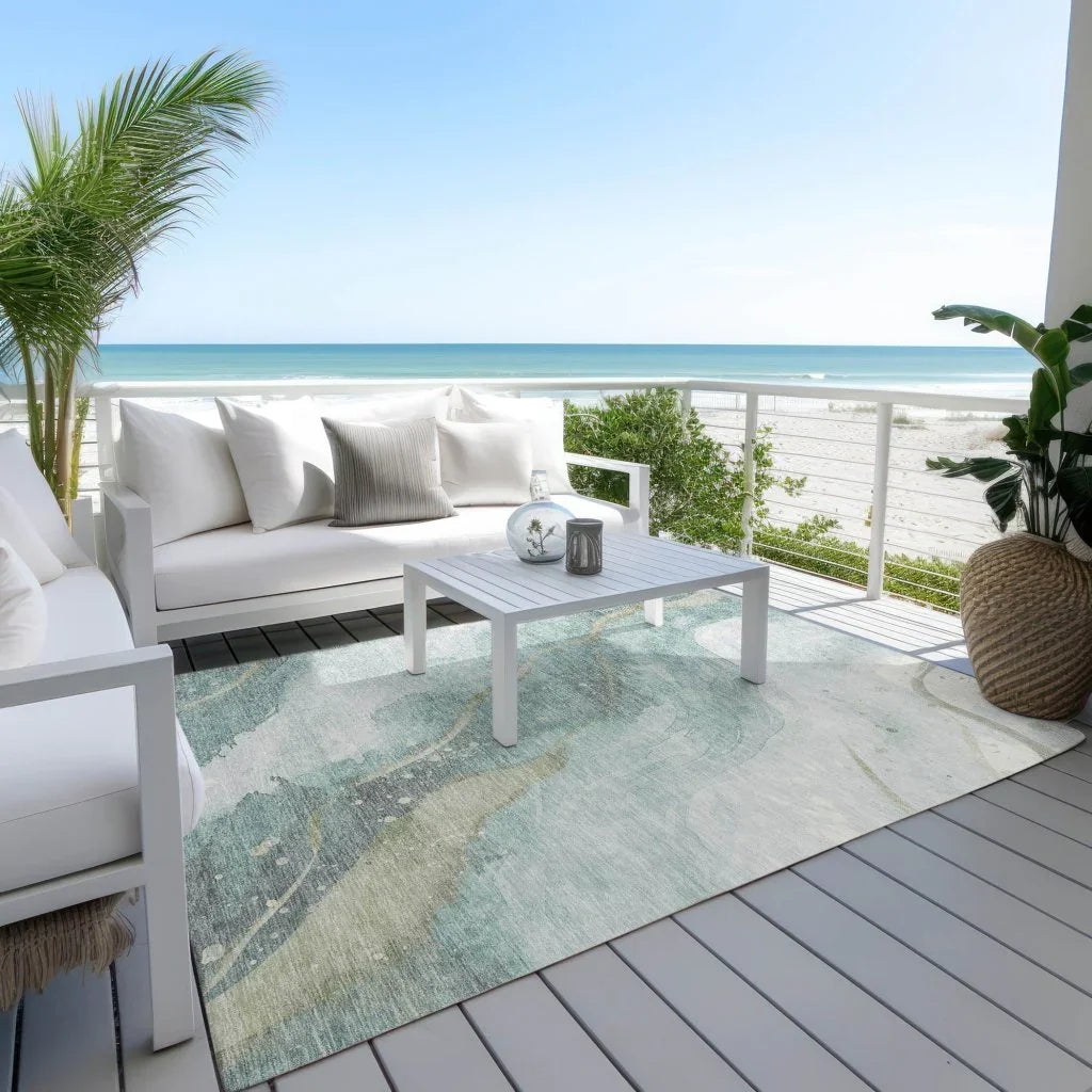 Marvelle Teal Washable Indoor - Outdoor Rug - LOOMLAN - LOOMLAN Rugs - Outdoor Rugs