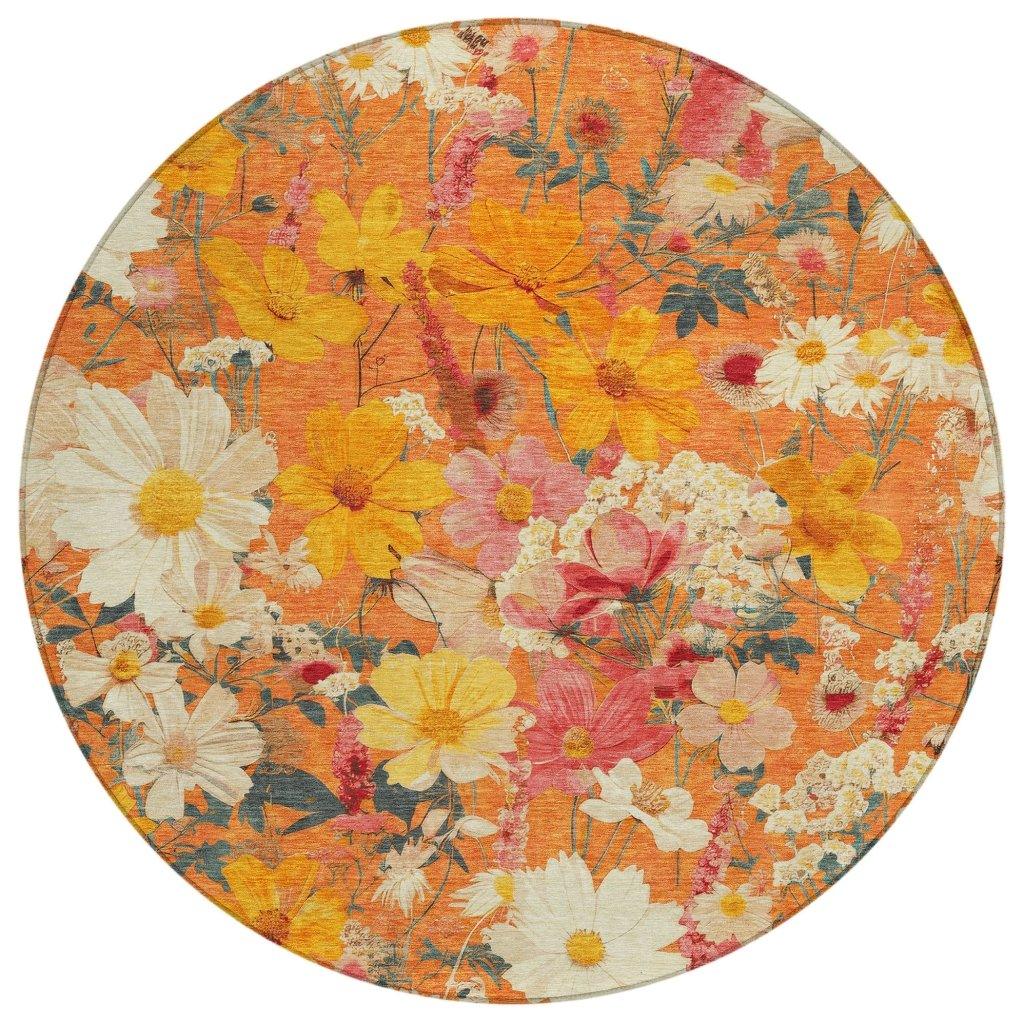LOOMLAN Rugs Mehavi Orange Washable Indoor-Outdoor Rug