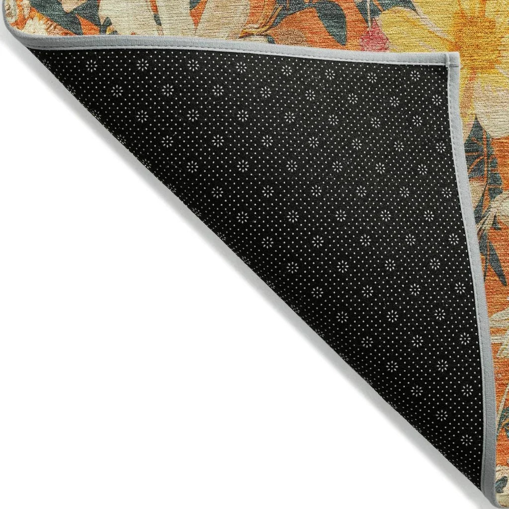 LOOMLAN Rugs Mehavi Orange Washable Indoor-Outdoor Rug