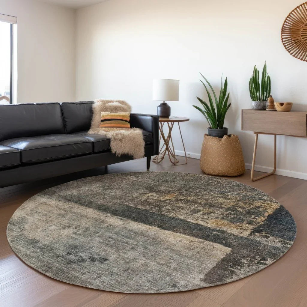 LOOMLAN Rugs Mehriza Brown Washable Indoor-Outdoor Rug