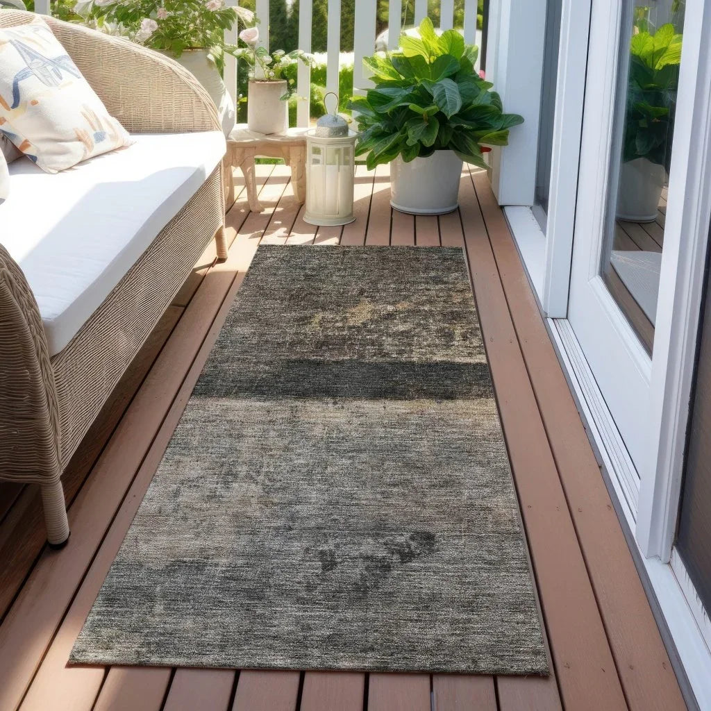 LOOMLAN Rugs Mehriza Brown Washable Indoor-Outdoor Rug