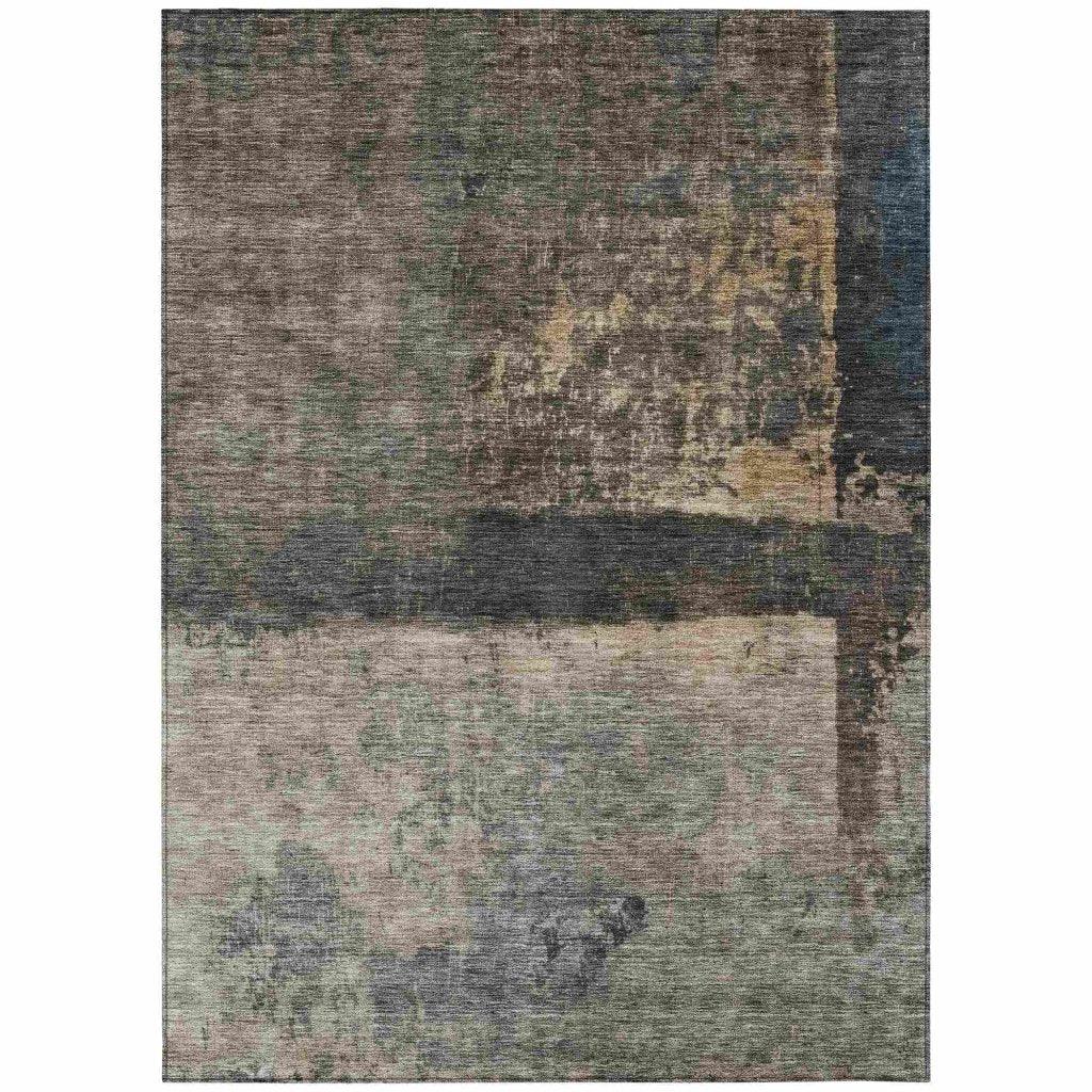 LOOMLAN Rugs Mehriza Brown Washable Indoor-Outdoor Rug