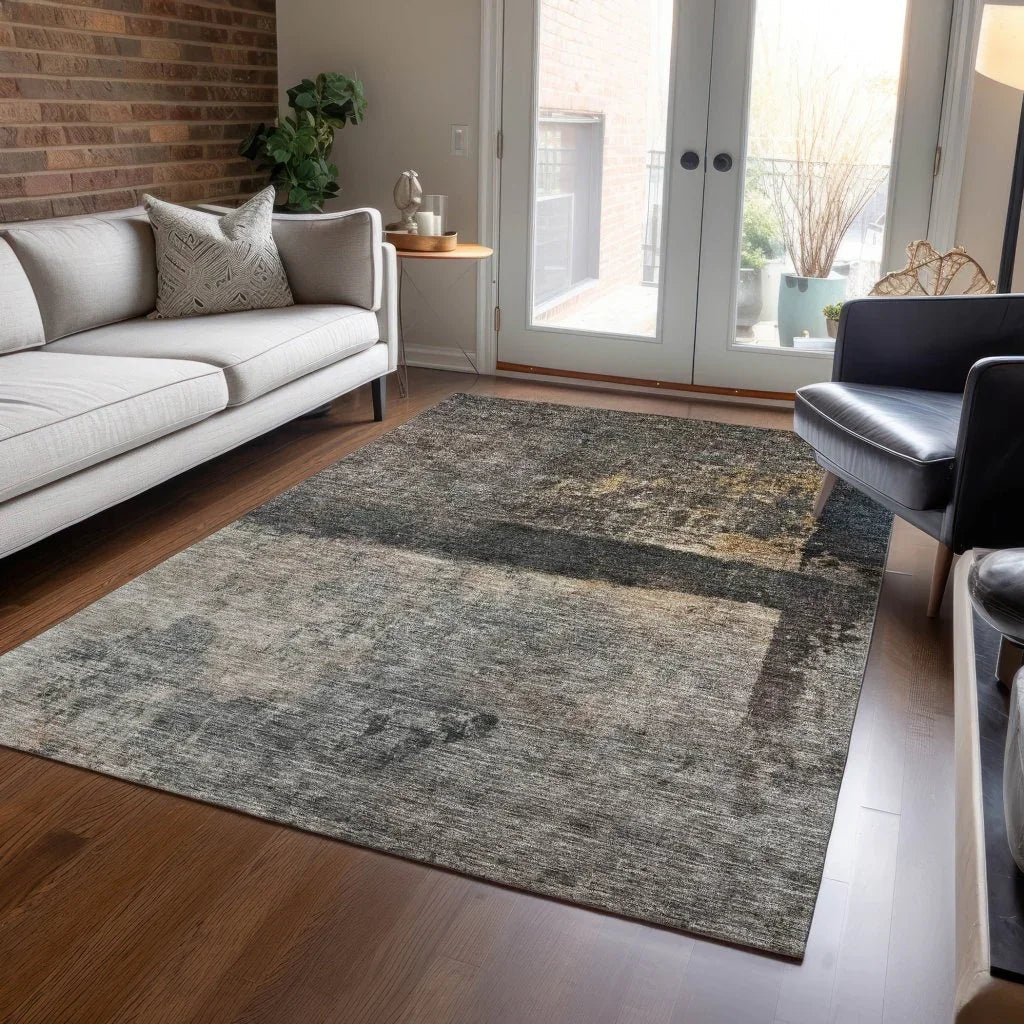 LOOMLAN Rugs Mehriza Brown Washable Indoor-Outdoor Rug
