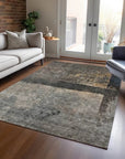 LOOMLAN Rugs Mehriza Brown Washable Indoor-Outdoor Rug
