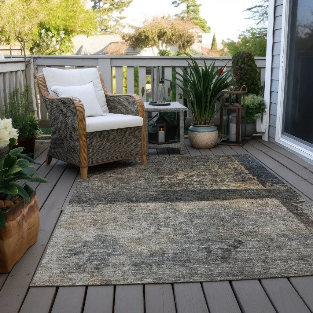 LOOMLAN Rugs Mehriza Brown Washable Indoor-Outdoor Rug