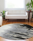 LOOMLAN Rugs Meleya Black Washable Indoor-Outdoor Rug
