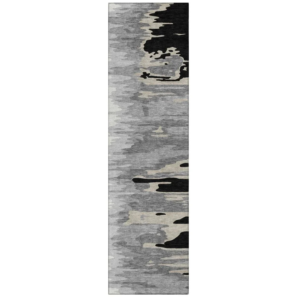 LOOMLAN Rugs Meleya Black Washable Indoor-Outdoor Rug