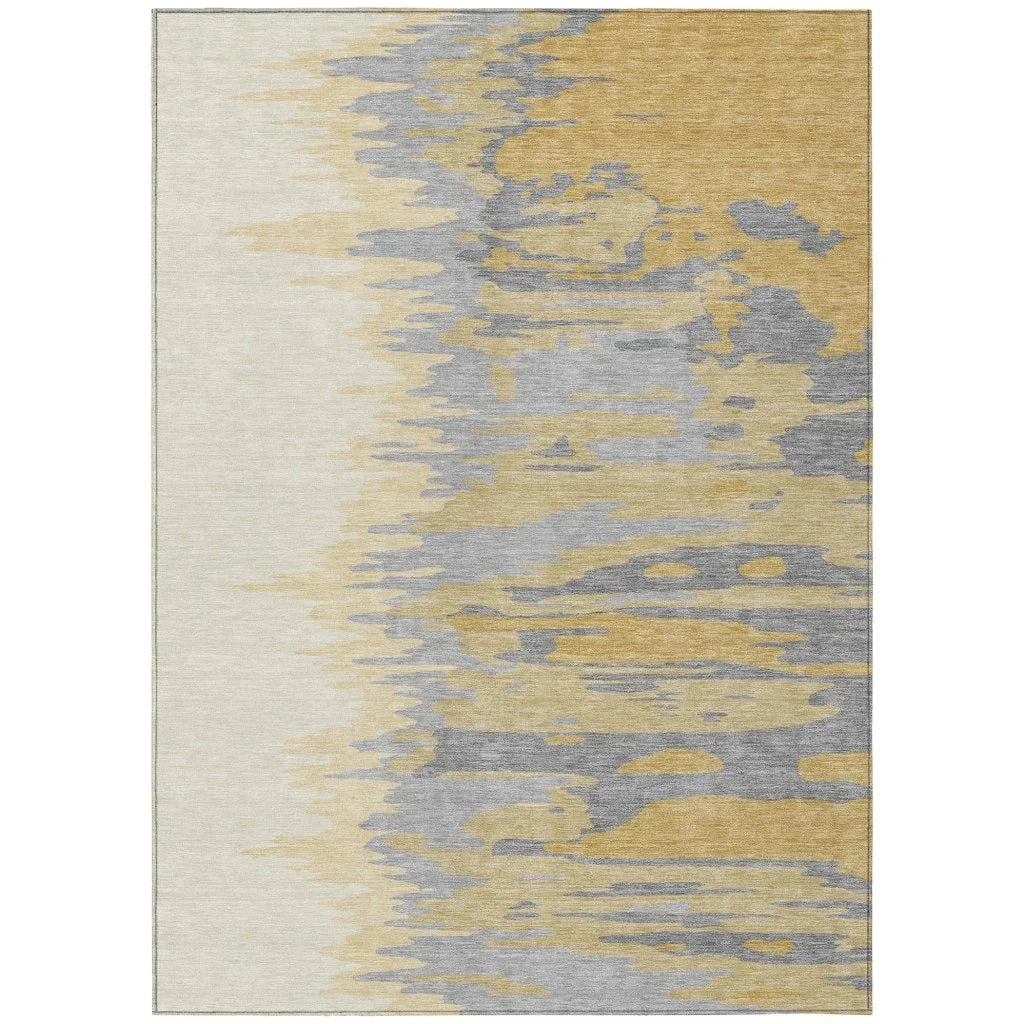 LOOMLAN Rugs Meleya Gold Washable Indoor-Outdoor Rug