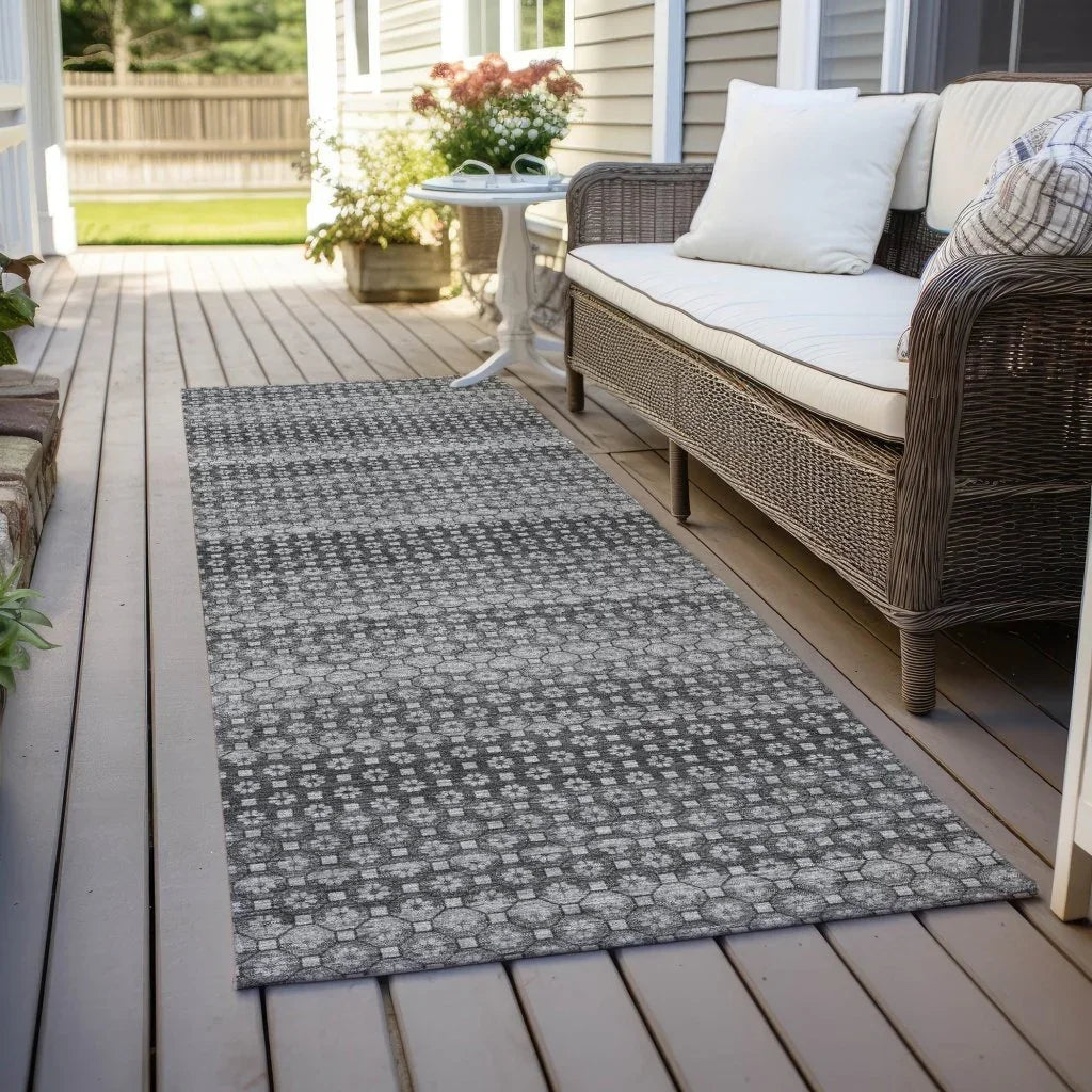 LOOMLAN Rugs Melisyn Gray Washable Indoor-Outdoor Rug