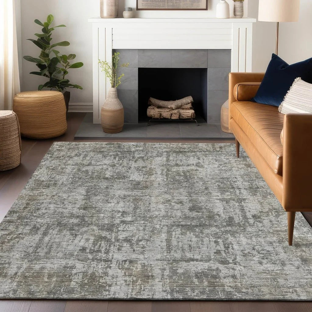LOOMLAN Rugs Mezzara Gray Washable Indoor-Outdoor Rug