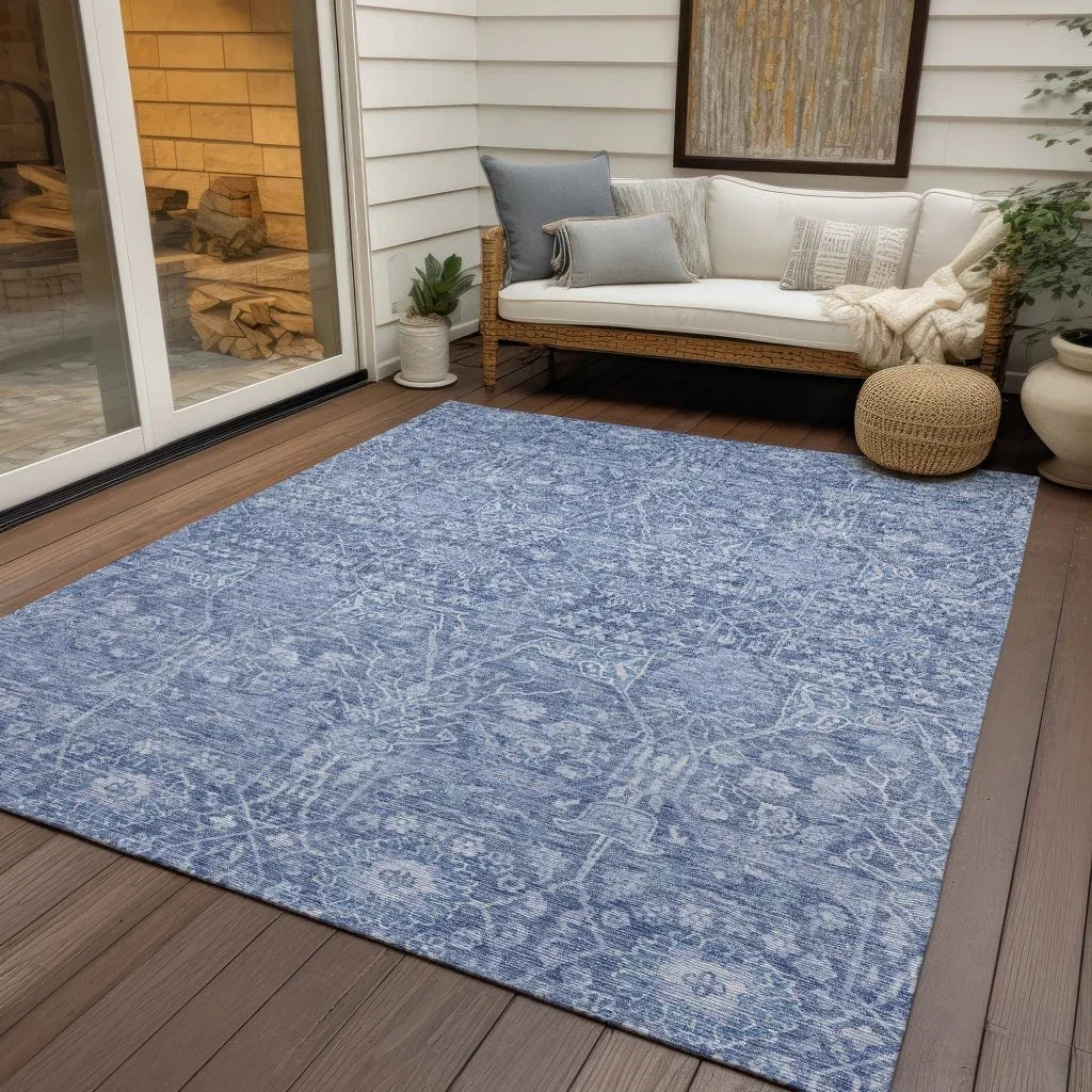 LOOMLAN Rugs Mila Blue Washable Indoor-Outdoor Rug