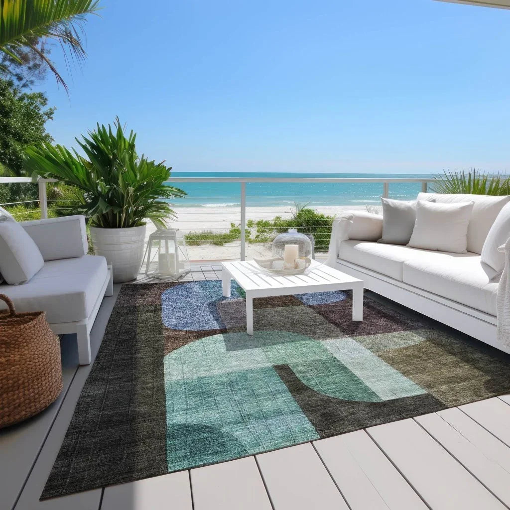 LOOMLAN Rugs Milo Brown Washable Indoor-Outdoor Rug