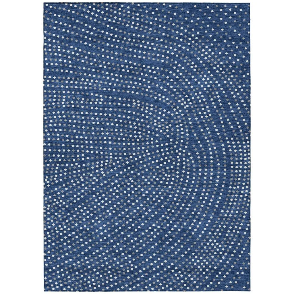 LOOMLAN Rugs Mirelia Blue Washable Indoor-Outdoor Rug