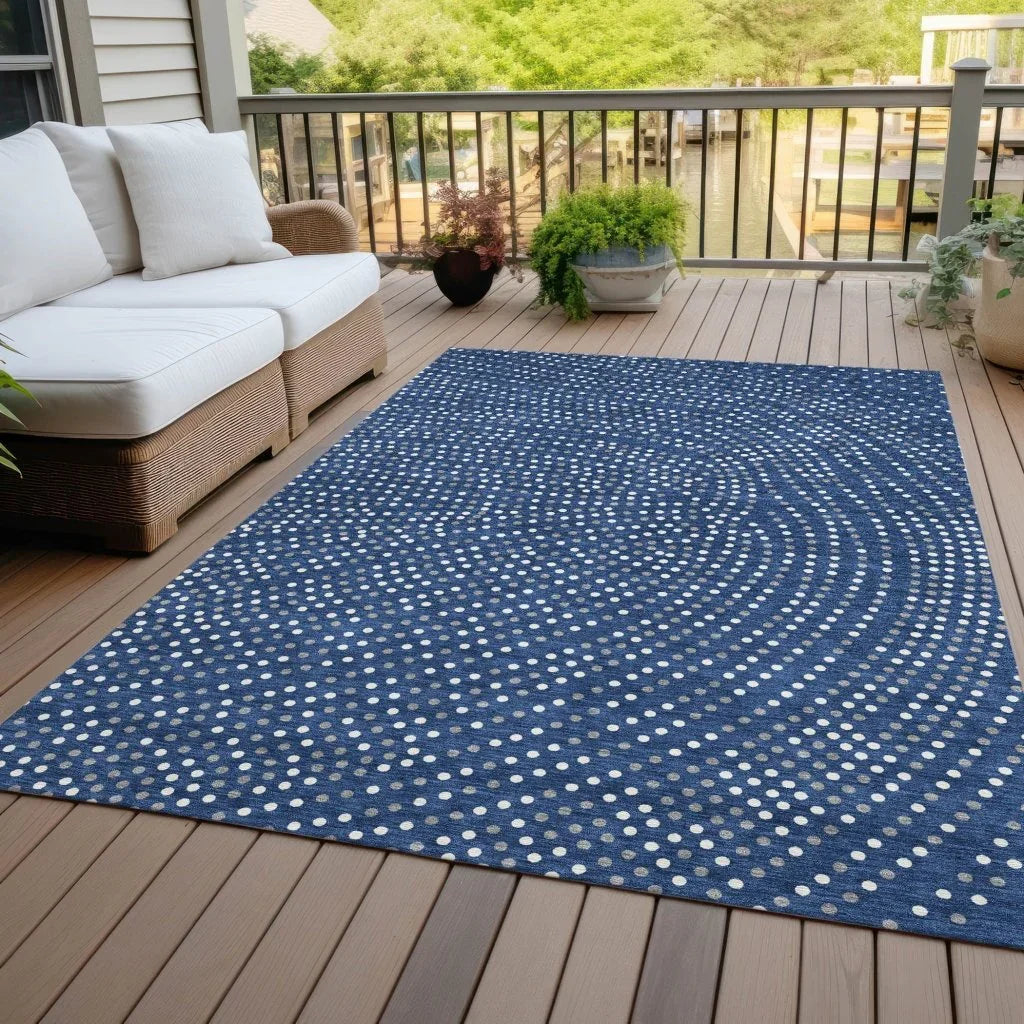 LOOMLAN Rugs Mirelia Blue Washable Indoor-Outdoor Rug