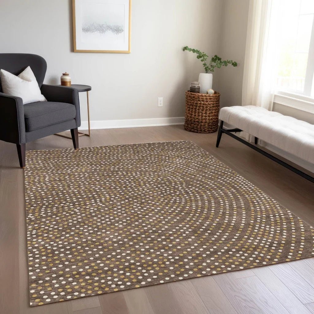 LOOMLAN Rugs Mirelia Brown Washable Indoor-Outdoor Rug