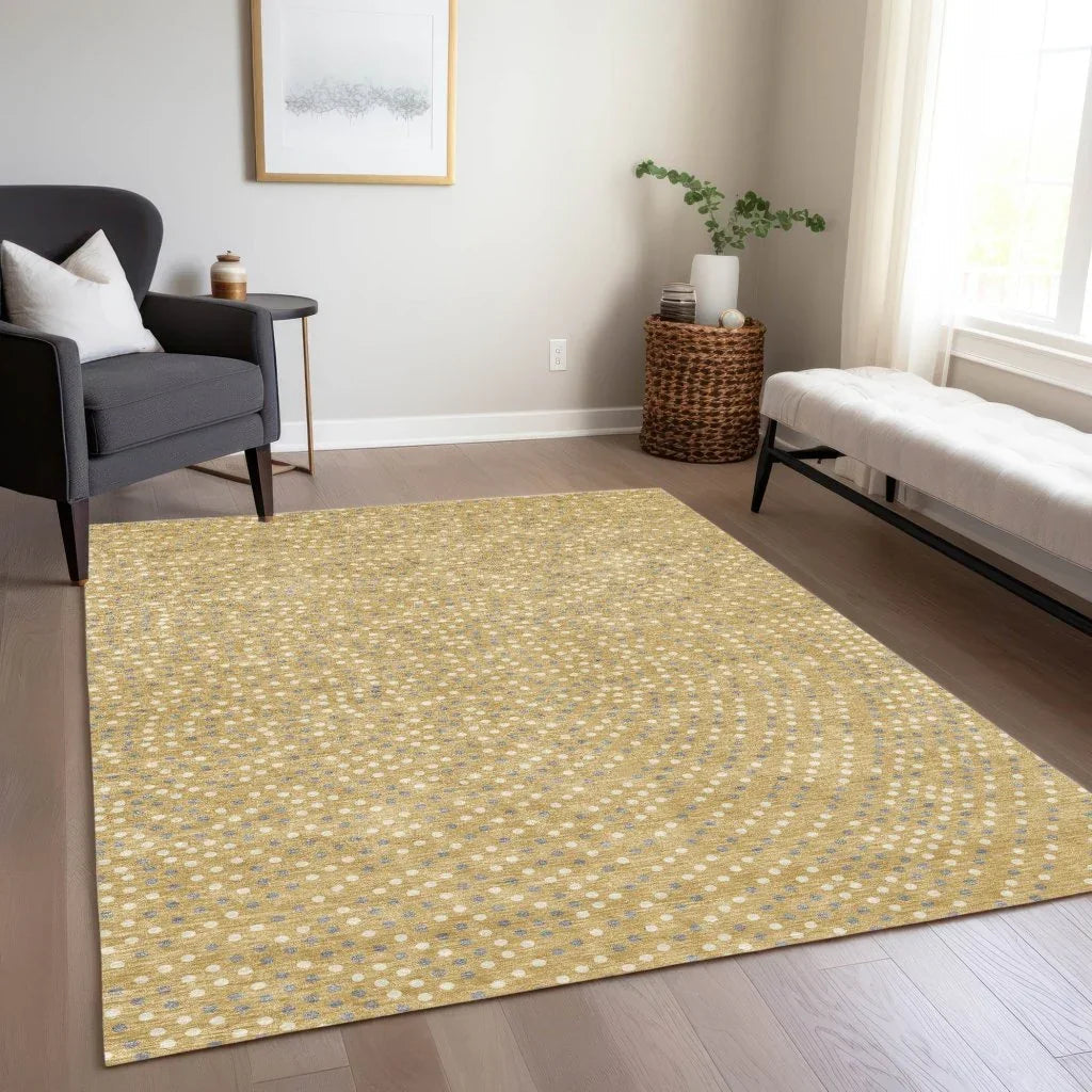 LOOMLAN Rugs Mirelia Gold Washable Indoor-Outdoor Rug