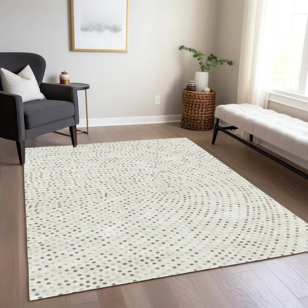 LOOMLAN Rugs Mirelia Ivory Washable Indoor-Outdoor Rug