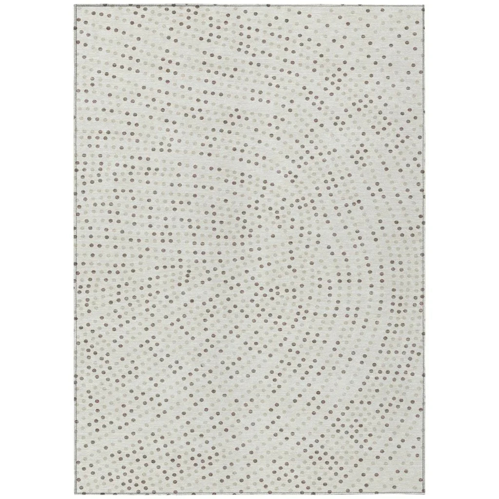LOOMLAN Rugs Mirelia Ivory Washable Indoor-Outdoor Rug