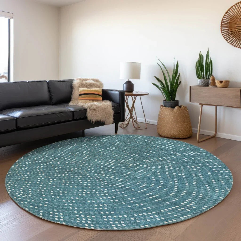 LOOMLAN Rugs Mirelia Teal Washable Indoor-Outdoor Rug