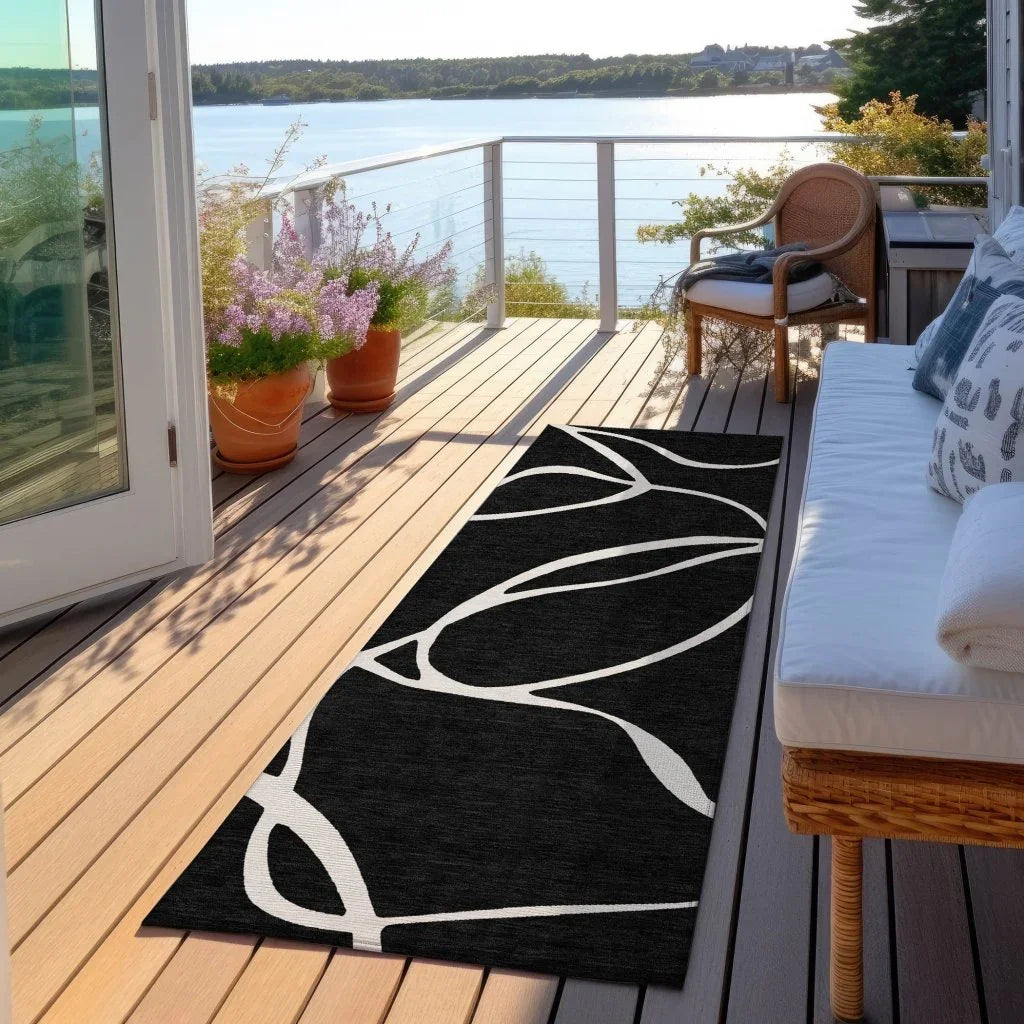 LOOMLAN Rugs Mirelle Black Washable Indoor-Outdoor Rug