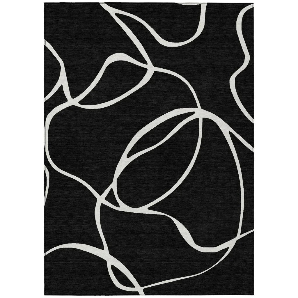 LOOMLAN Rugs Mirelle Black Washable Indoor-Outdoor Rug