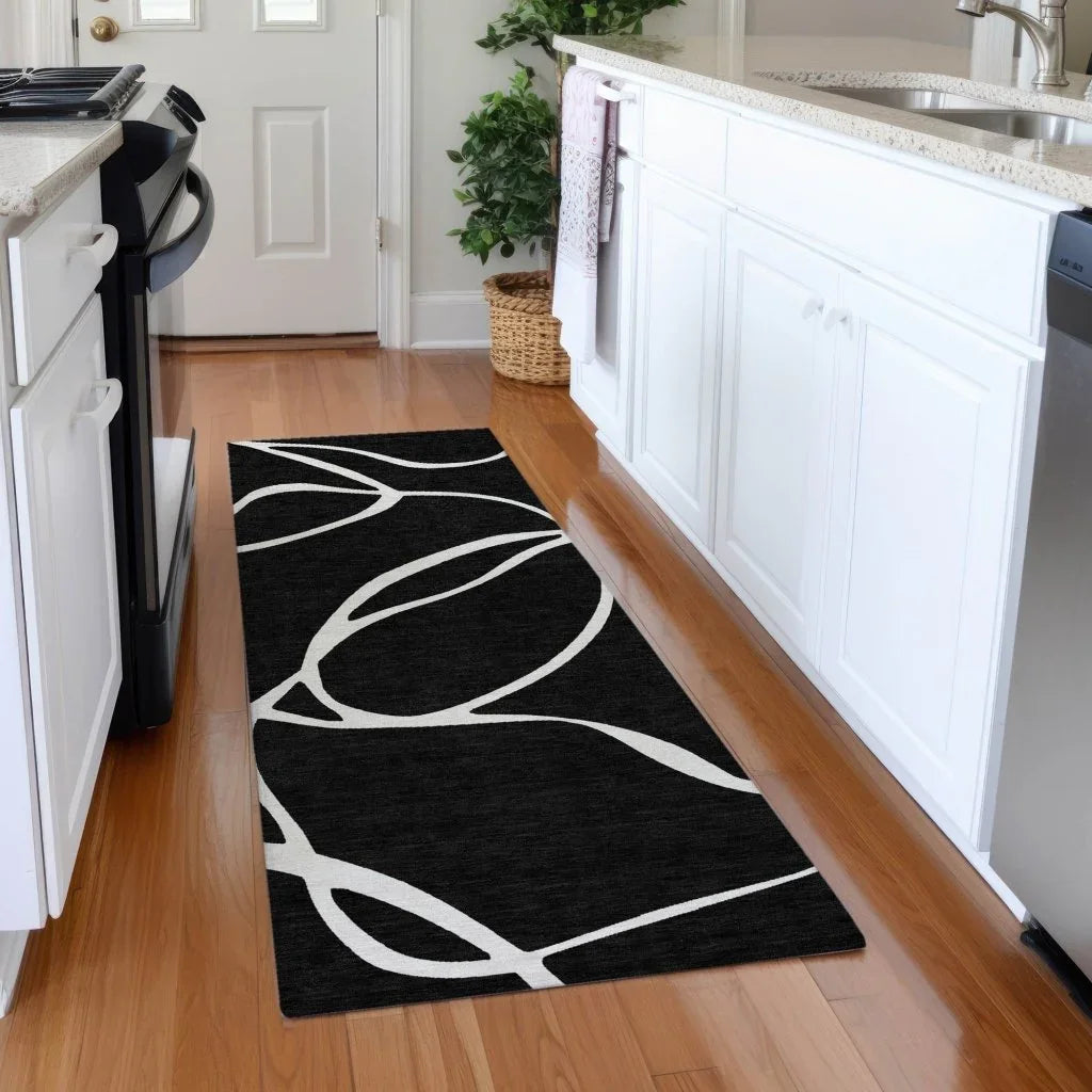 LOOMLAN Rugs Mirelle Black Washable Indoor-Outdoor Rug