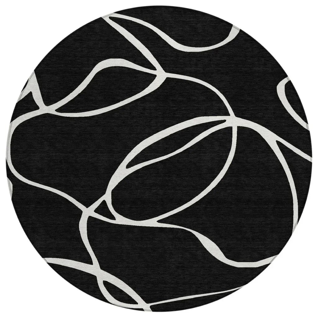 LOOMLAN Rugs Mirelle Black Washable Indoor-Outdoor Rug