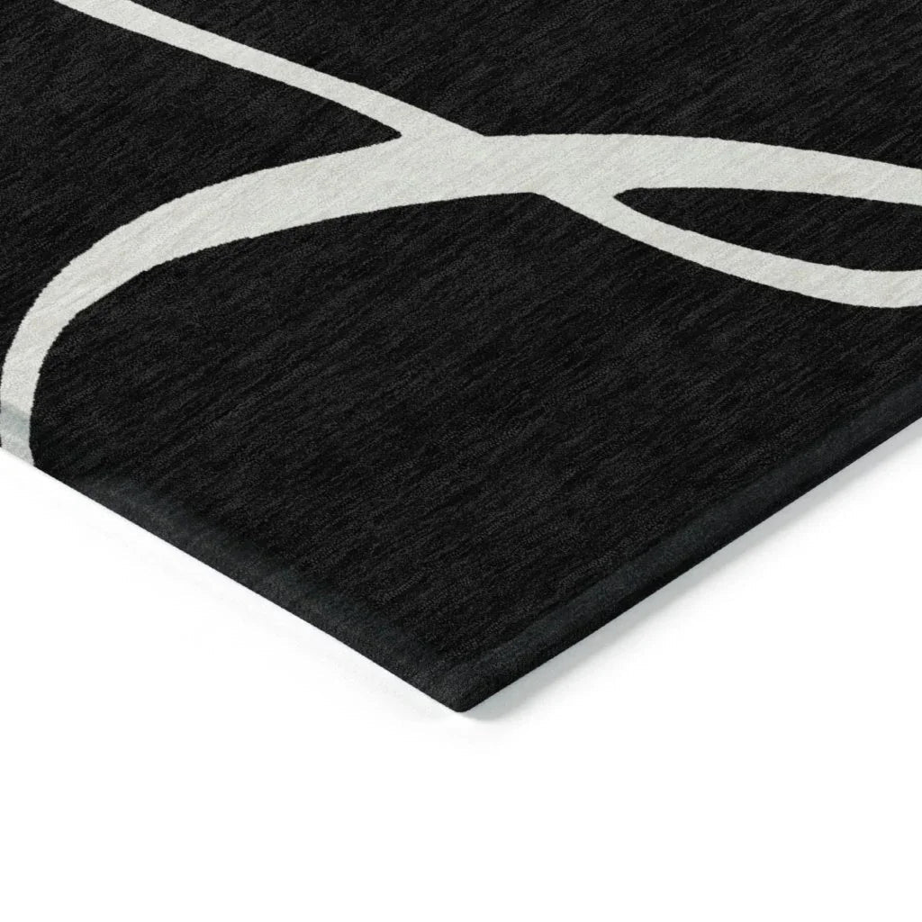 LOOMLAN Rugs Mirelle Black Washable Indoor-Outdoor Rug