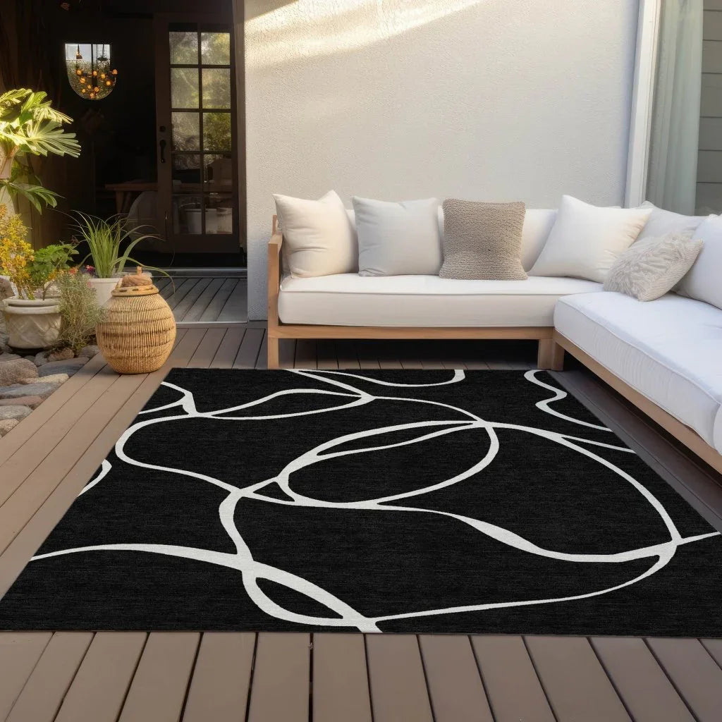 LOOMLAN Rugs Mirelle Black Washable Indoor-Outdoor Rug