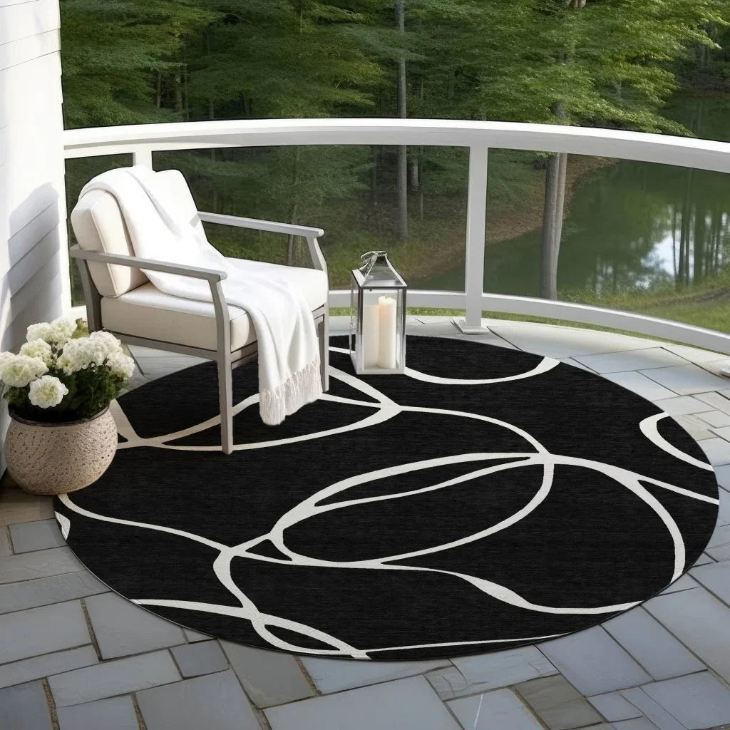 LOOMLAN Rugs Mirelle Black Washable Indoor-Outdoor Rug