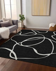 LOOMLAN Rugs Mirelle Black Washable Indoor-Outdoor Rug
