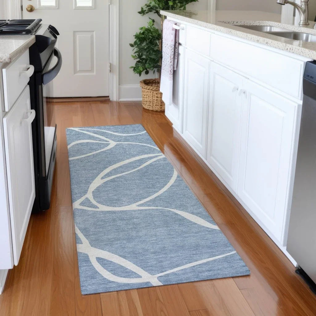 LOOMLAN Rugs Mirelle Blue Washable Indoor-Outdoor Rug
