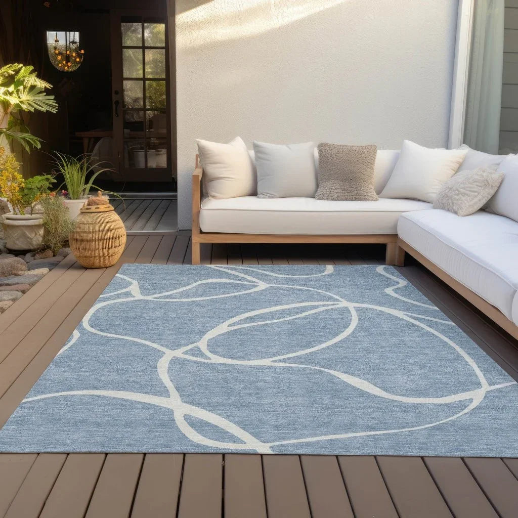 LOOMLAN Rugs Mirelle Blue Washable Indoor-Outdoor Rug