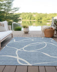 LOOMLAN Rugs Mirelle Blue Washable Indoor-Outdoor Rug
