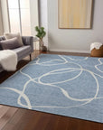 LOOMLAN Rugs Mirelle Blue Washable Indoor-Outdoor Rug