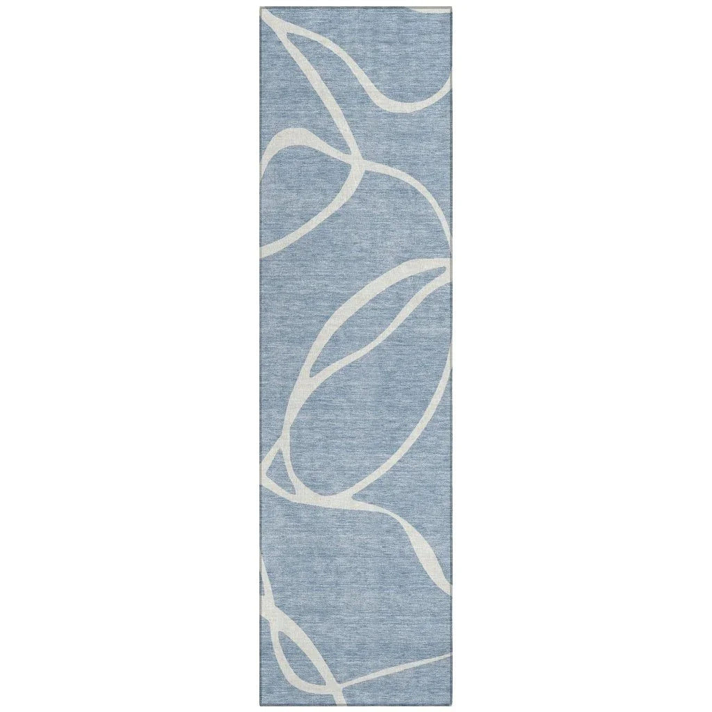 LOOMLAN Rugs Mirelle Blue Washable Indoor-Outdoor Rug