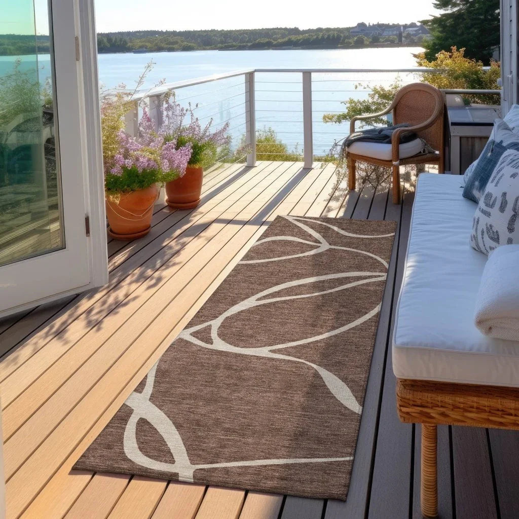 LOOMLAN Rugs Mirelle Brown Washable Indoor-Outdoor Rug
