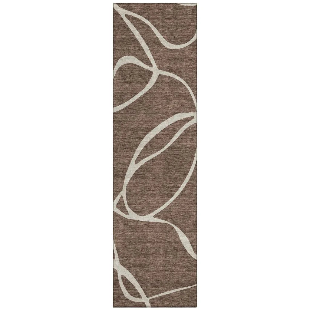 LOOMLAN Rugs Mirelle Brown Washable Indoor-Outdoor Rug