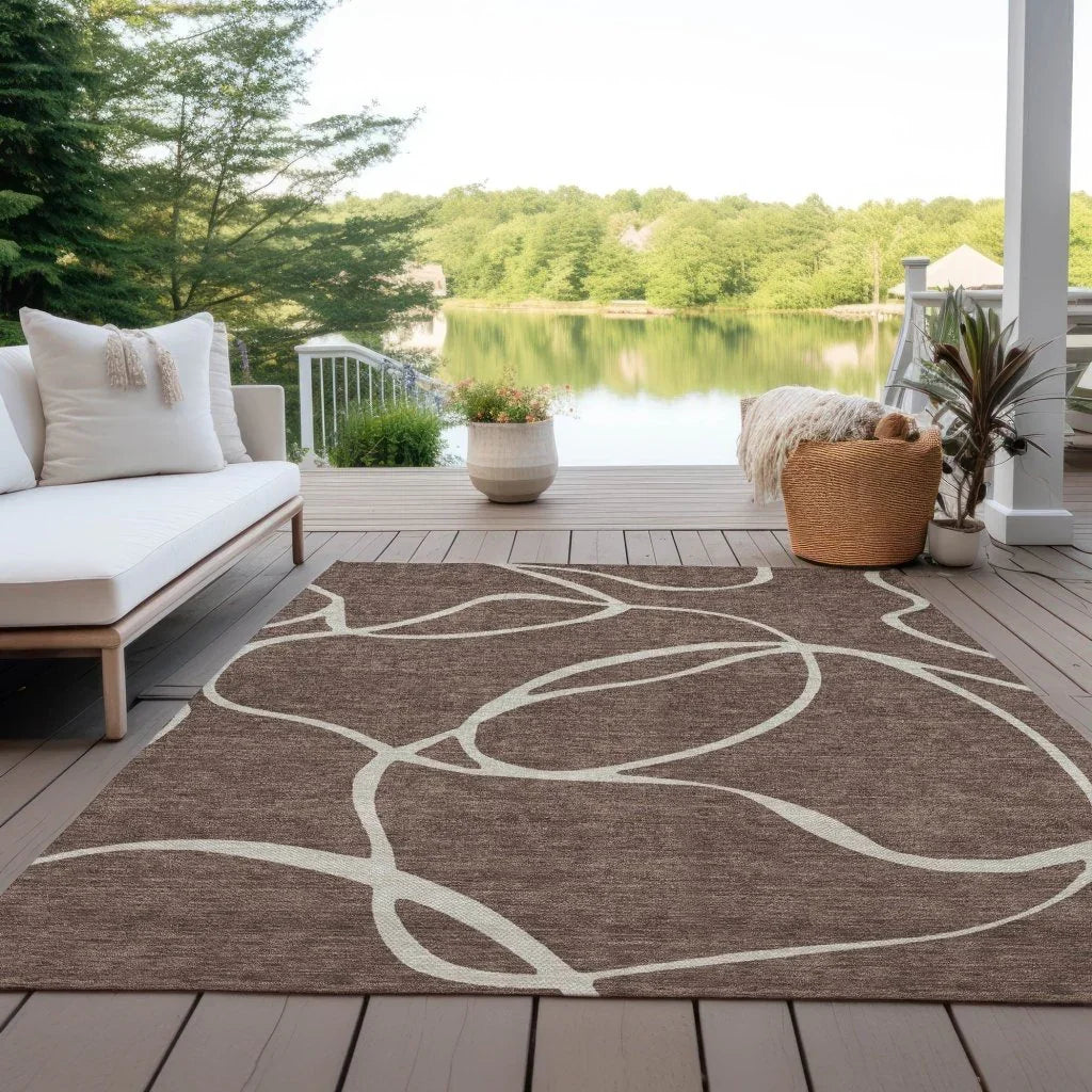 LOOMLAN Rugs Mirelle Brown Washable Indoor-Outdoor Rug
