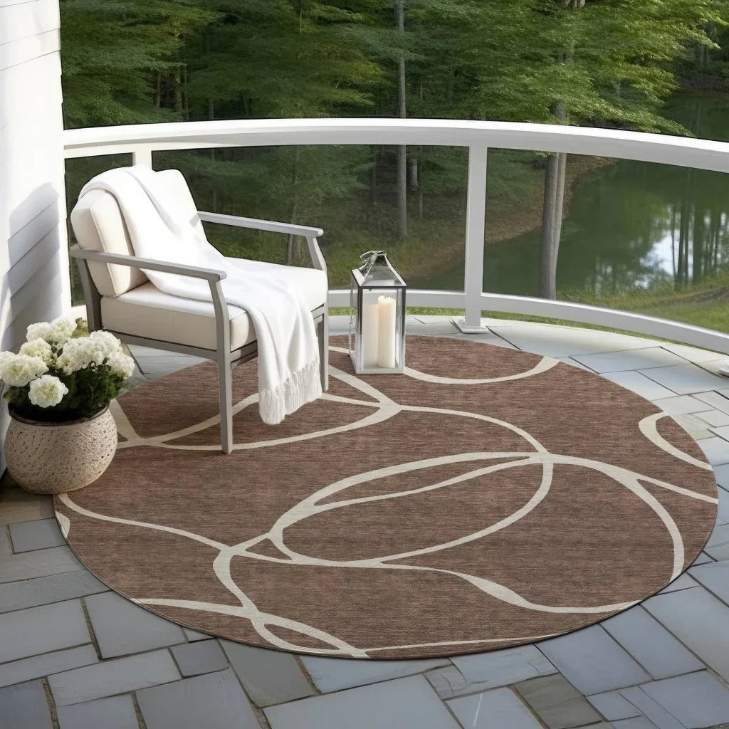 LOOMLAN Rugs Mirelle Brown Washable Indoor-Outdoor Rug