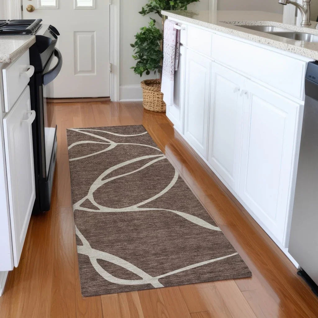 LOOMLAN Rugs Mirelle Brown Washable Indoor-Outdoor Rug