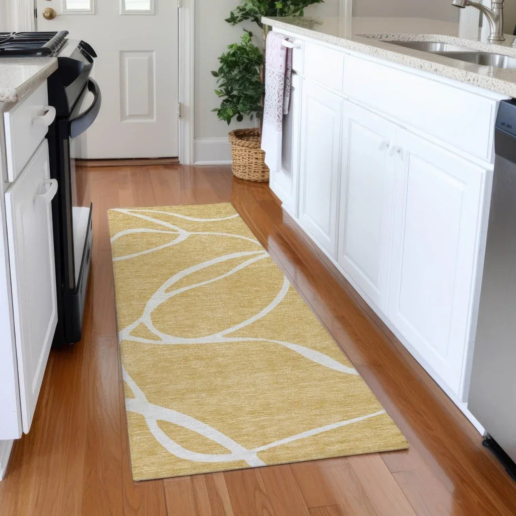 LOOMLAN Rugs Mirelle Gold Washable Indoor-Outdoor Rug