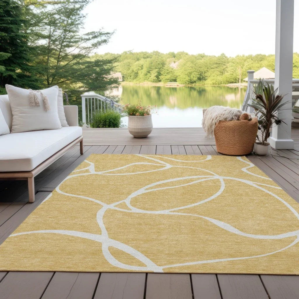 LOOMLAN Rugs Mirelle Gold Washable Indoor-Outdoor Rug