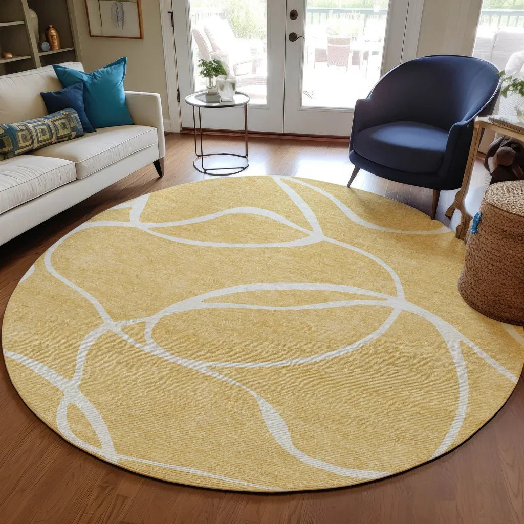LOOMLAN Rugs Mirelle Gold Washable Indoor-Outdoor Rug