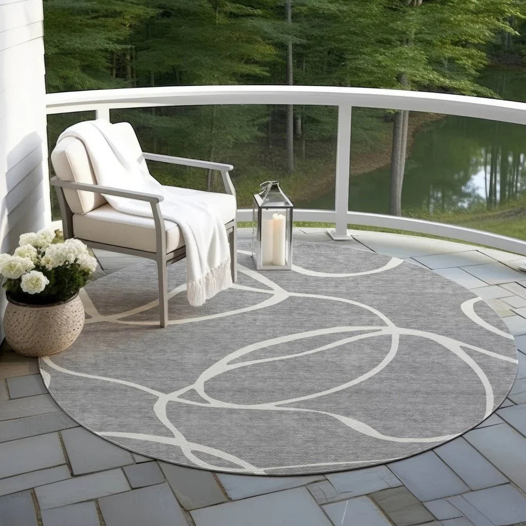 LOOMLAN Rugs Mirelle Gray Washable Indoor-Outdoor Rug