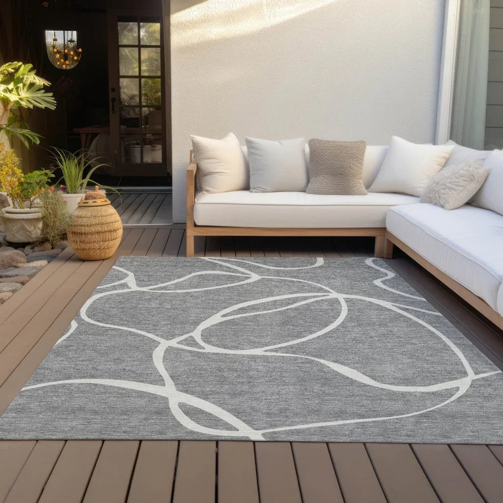LOOMLAN Rugs Mirelle Gray Washable Indoor-Outdoor Rug