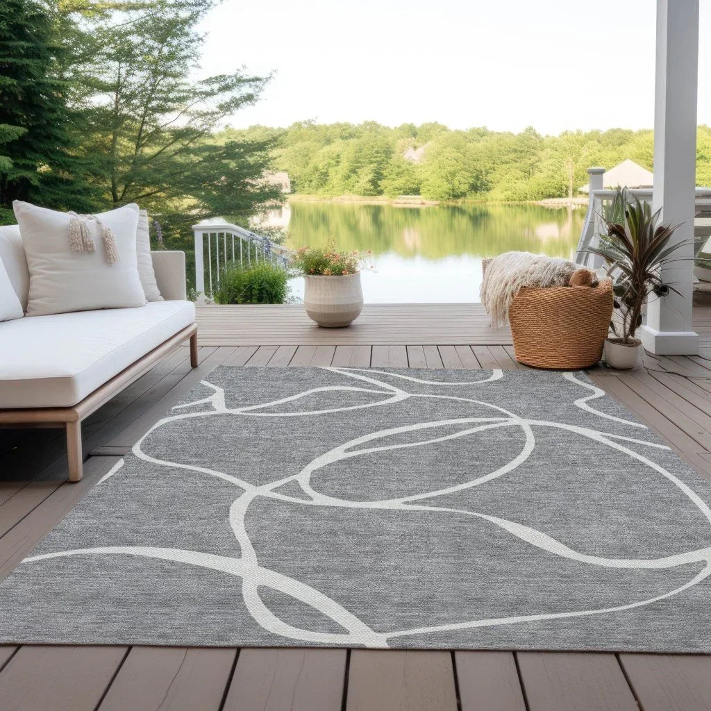 LOOMLAN Rugs Mirelle Gray Washable Indoor-Outdoor Rug