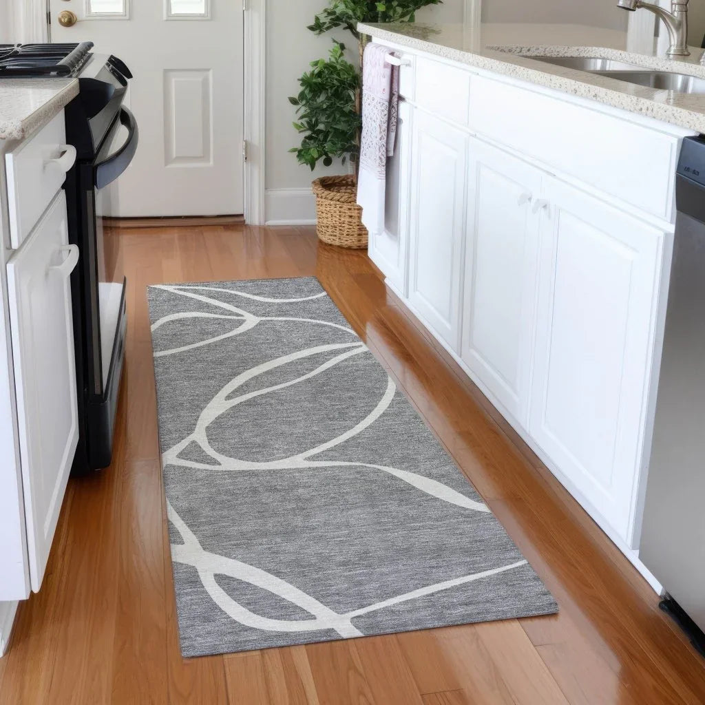 LOOMLAN Rugs Mirelle Gray Washable Indoor-Outdoor Rug
