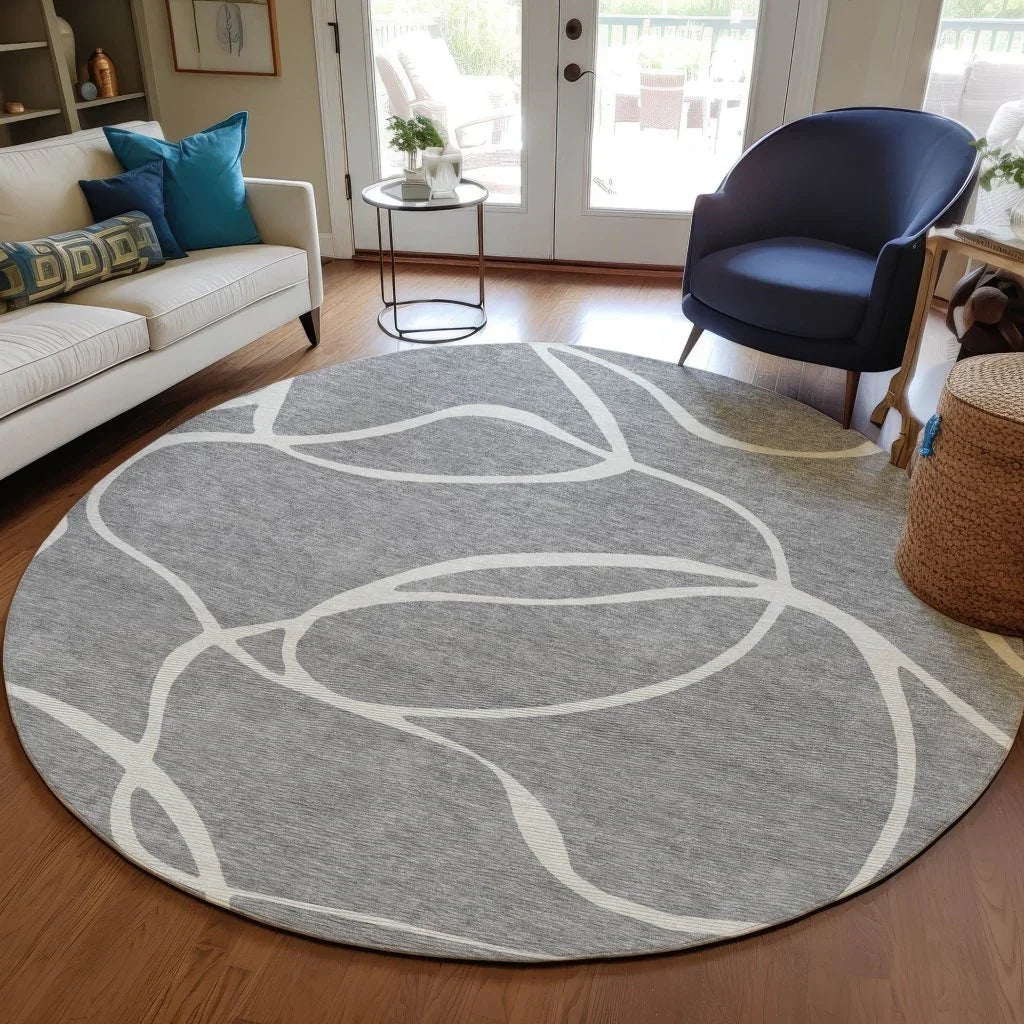 LOOMLAN Rugs Mirelle Gray Washable Indoor-Outdoor Rug